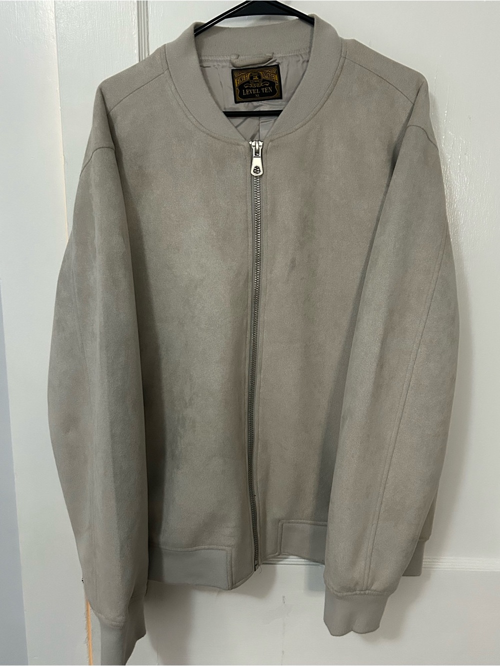 Finest Apparel Men's Suede Bomber Jacket - Light Gray
